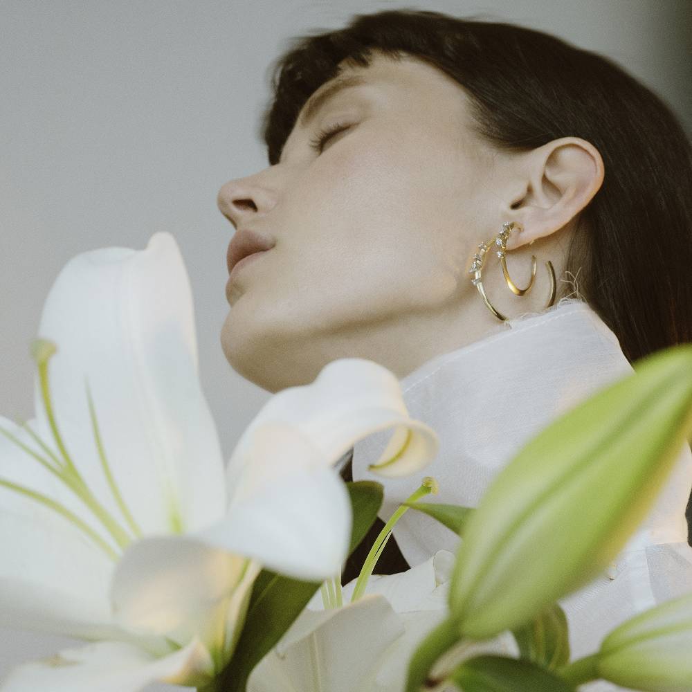 Paola Grande Gioielli BALANCE Cerchi Medi 'Balance' In Oro Giallo E Diamanti