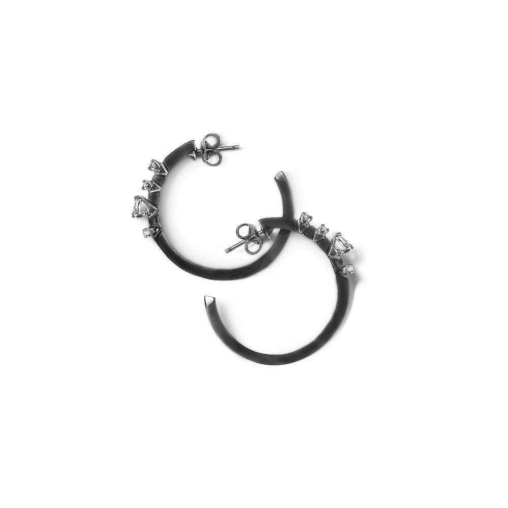 Paola Grande Gioielli BALANCE Cerchi Medi 'balance' In Oro Nero E Diamanti