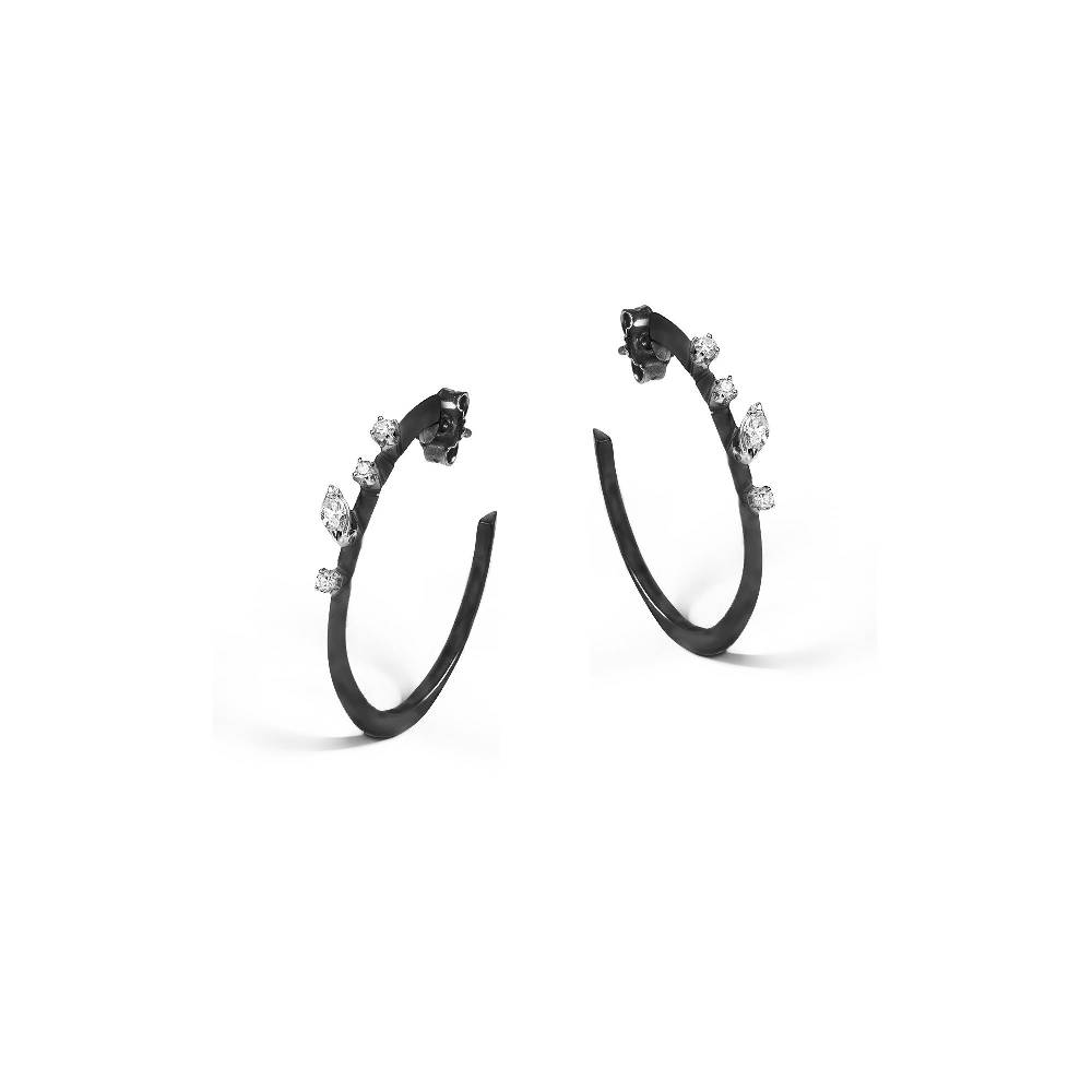 Paola Grande Gioielli BALANCE Cerchi medi 'balance' in oro nero e diamanti