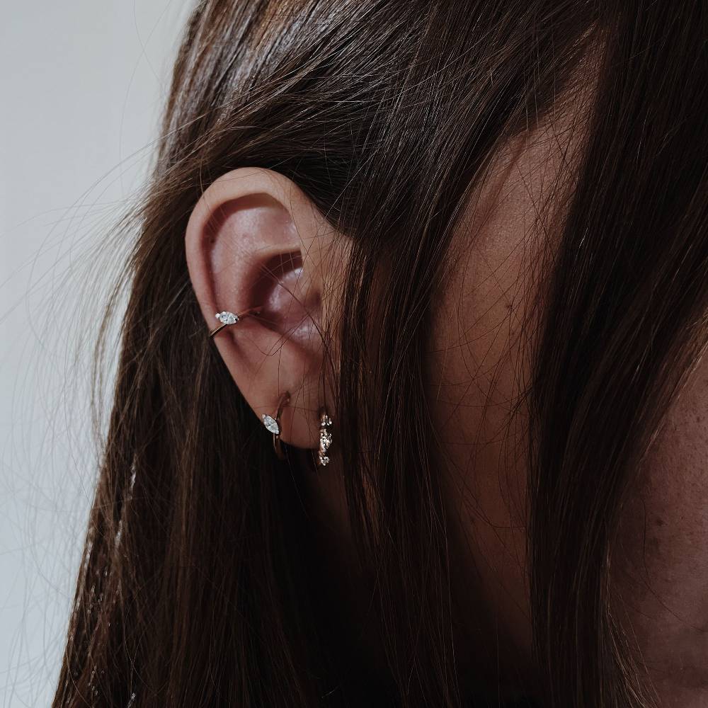 Paola Grande Gioielli BALANCE Ear Cuff 'Balance' In Oro Rosa Con Diamante Taglio Marquise