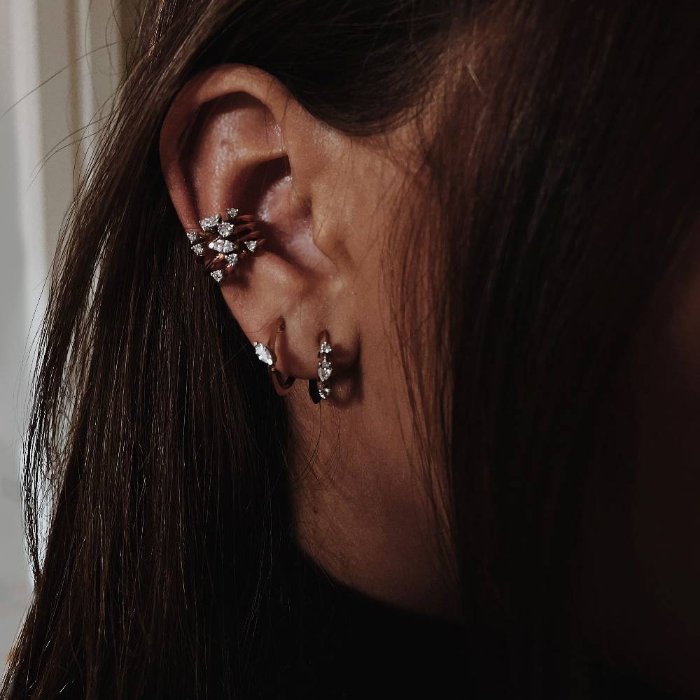 Paola Grande Gioielli BALANCE Ear Cuff 'Balance' In Oro Rosa Con Diamanti Taglio Brillante