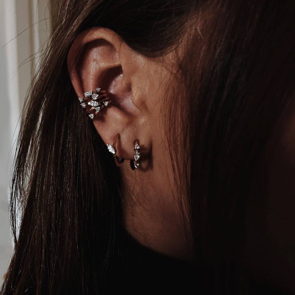 Paola Grande Gioielli BALANCE Ear Cuff 'Balance' Oro Rosa Con Diamante Taglio Goccia