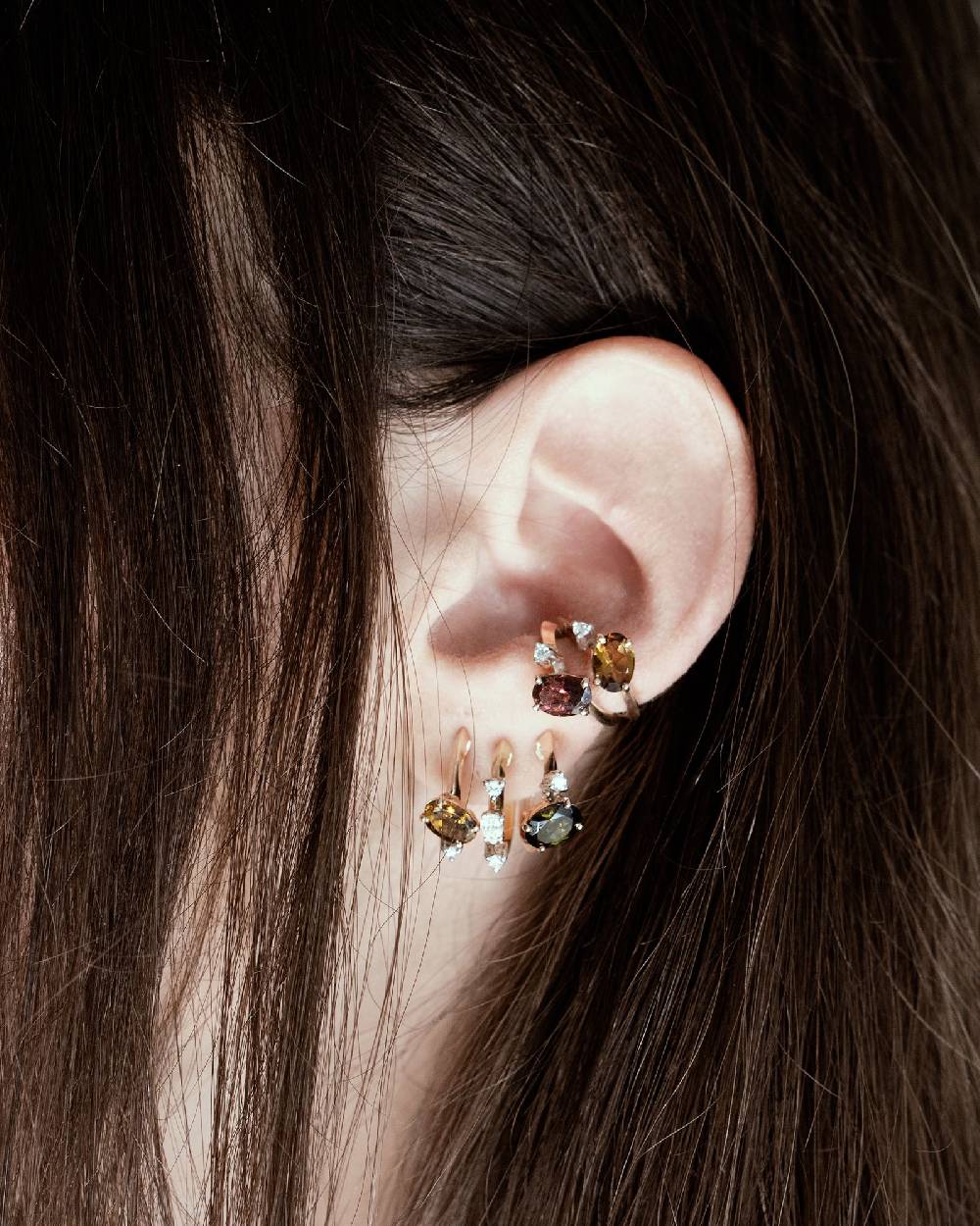 Paola Grande Gioielli BALANCE Ear Cuff 'Balance' Oro Rosa Con Tormalina Ambra