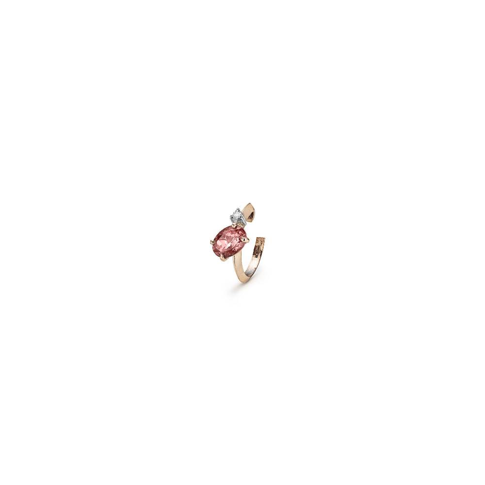 Paola Grande Gioielli BALANCE Ear cuff 'Balance' oro rosa con tormalina rosa