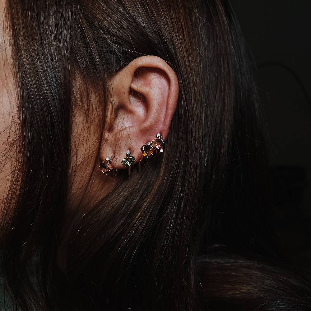 Paola Grande Gioielli BALANCE Orecchini Cerchietti 'Balance' Con Tormalina Rosa E Verde