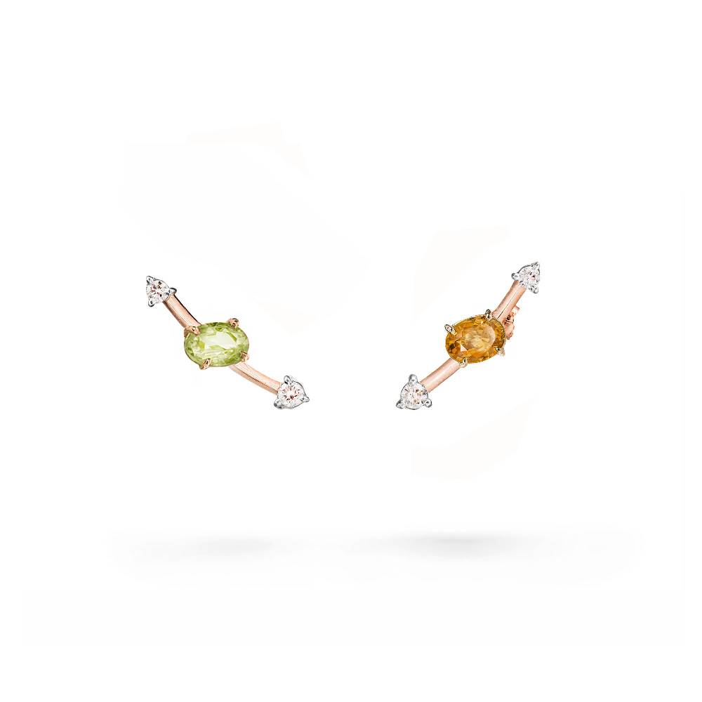 Paola Grande Gioielli BALANCE Orecchini 'Lancia' in oro rosa con tormaline