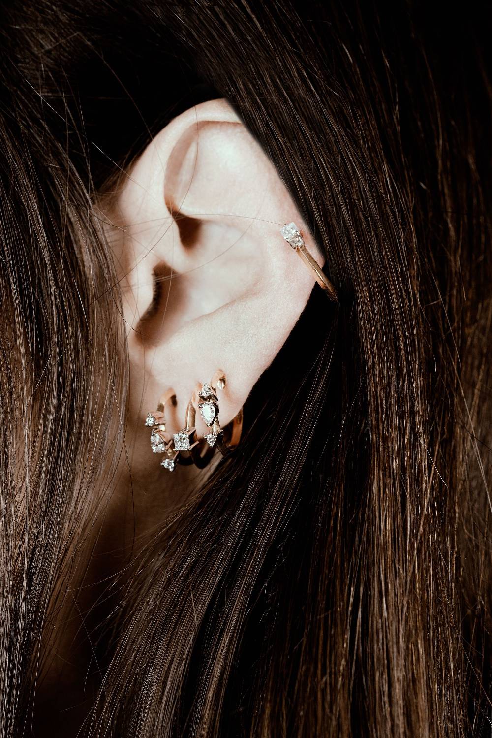 Paola Grande Gioielli BALANCE Set Di 3 Orecchini 'Balance' Oro Rosa Con Diamanti