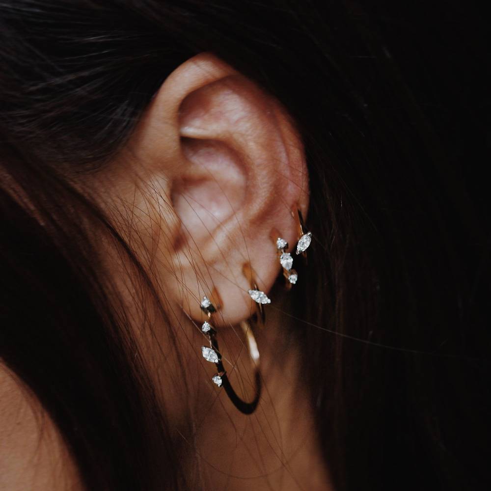 Paola Grande Gioielli BALANCE Set Di 3 Orecchini 'Balance' Oro Rosa Con Diamanti