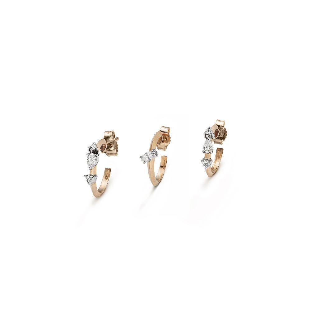 Paola Grande Gioielli BALANCE Set di 3 orecchini 'Balance' oro rosa con diamanti