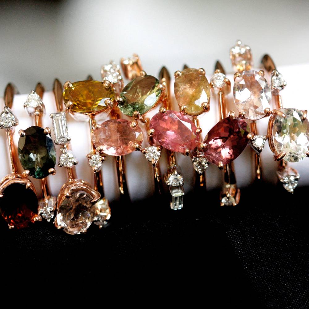 Paola Grande Gioielli BALANCE Set Di 5 Anelli 'Balance' Con Tormaline