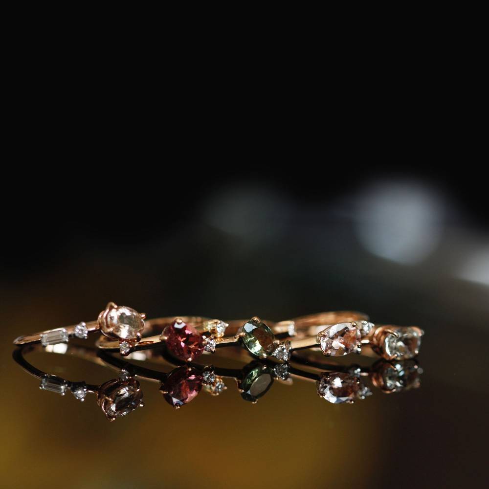 Paola Grande Gioielli BALANCE Set Di 5 Anelli 'Balance' Con Tormaline