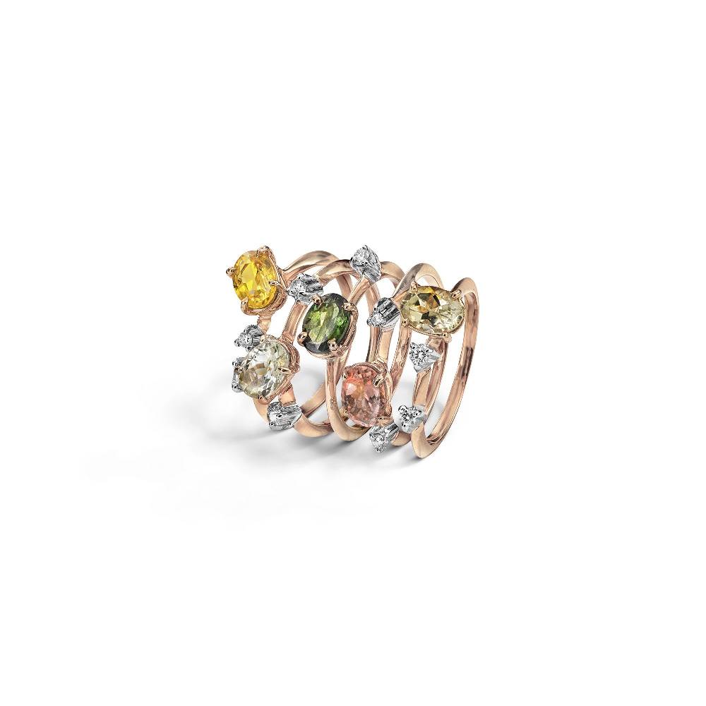 Paola Grande Gioielli BALANCE Set di 5 anelli 'Balance' con tormaline