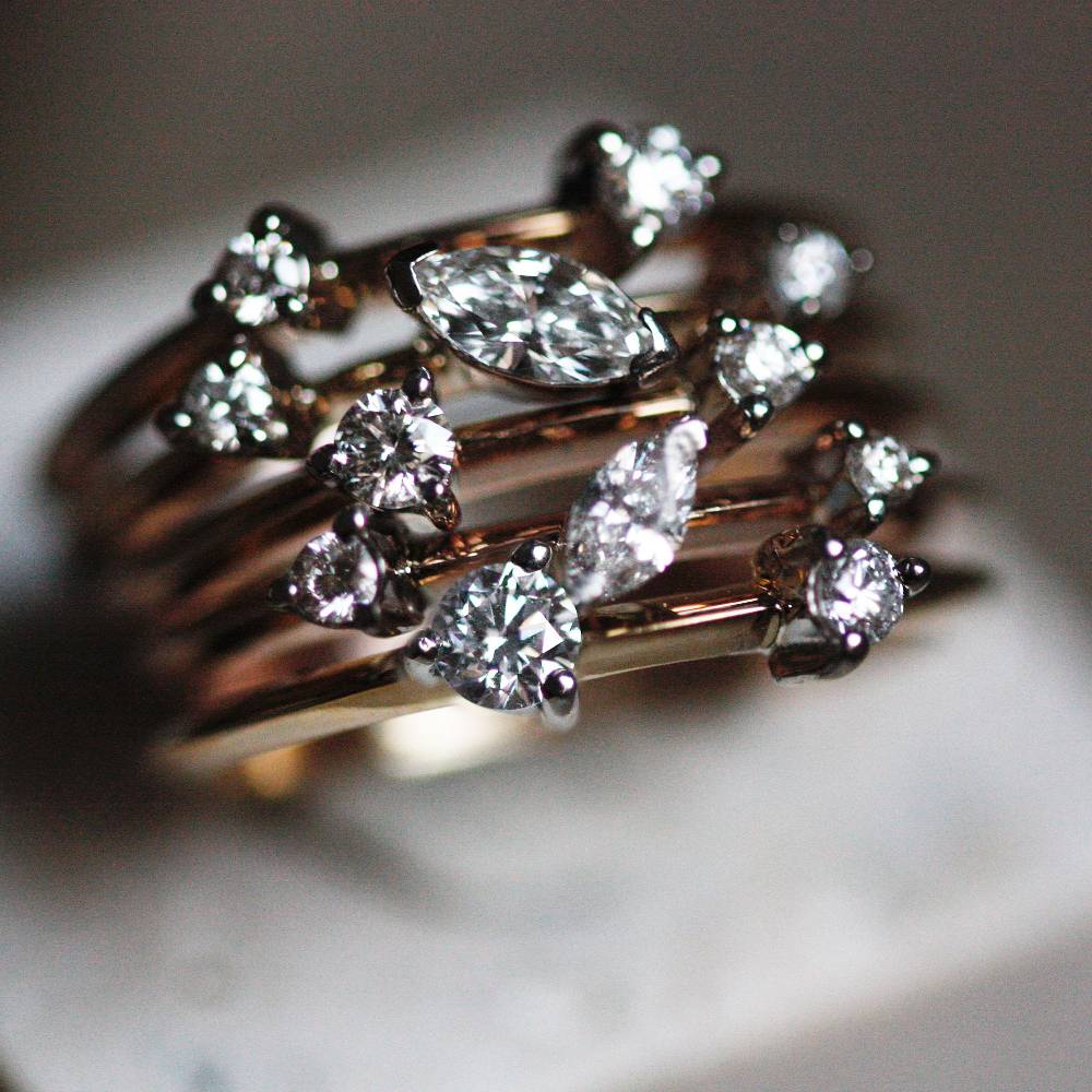 Paola Grande Gioielli BALANCE Set Di 5 Di Anelli 'Balance' Oro Rosa