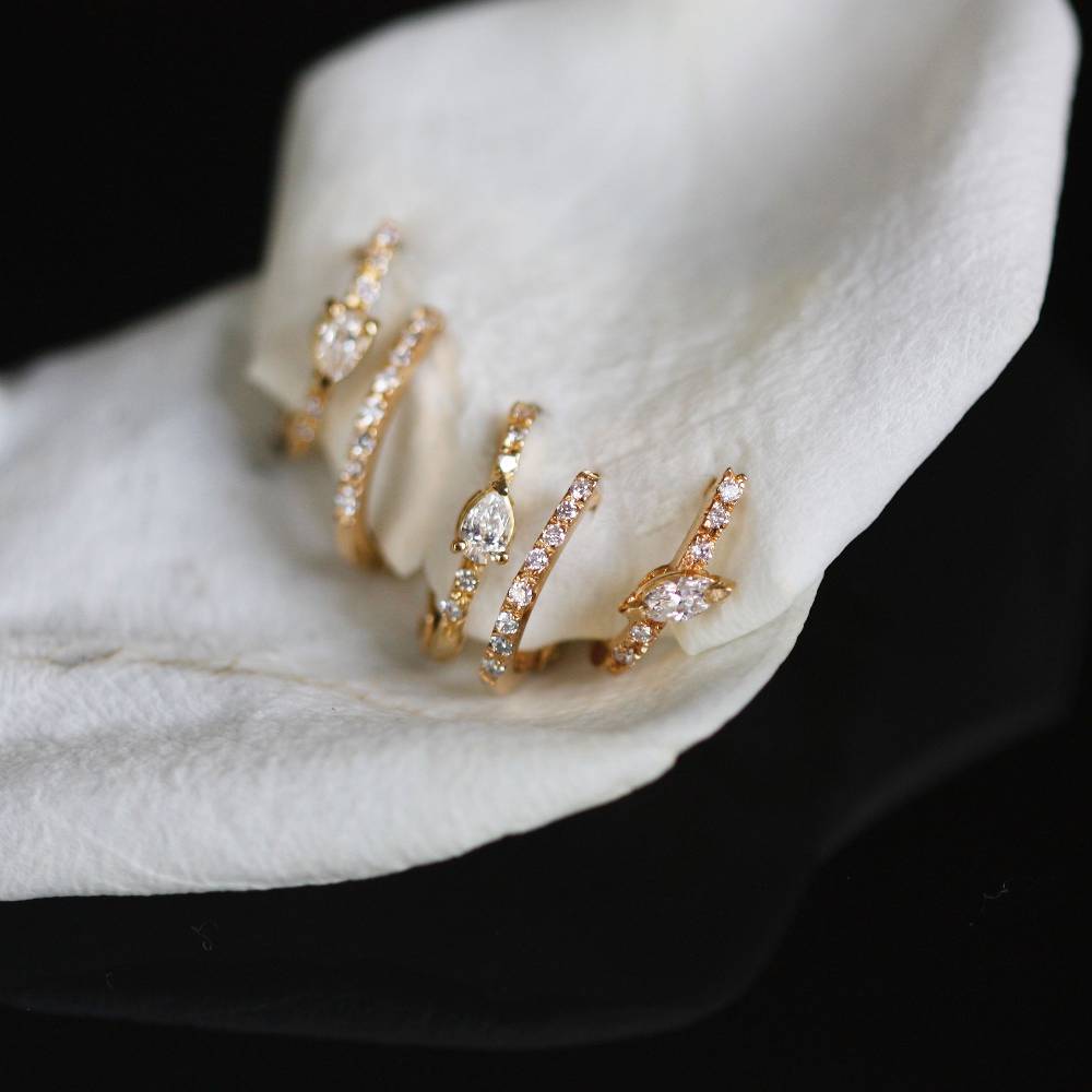 Paola Grande Gioielli BALANCE Set Di Tre Cerchietti In Oro Giallo E Diamanti