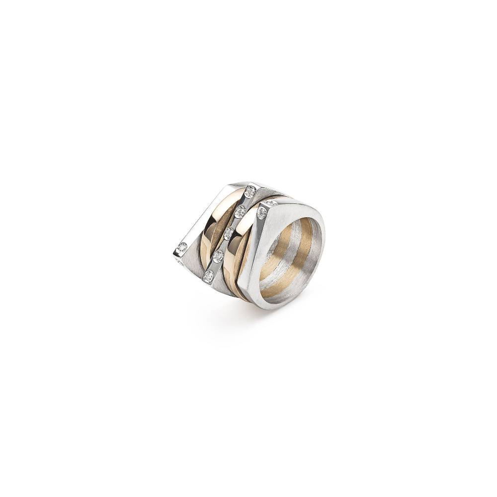 Paola Grande Gioielli CONGIUNZIONI Anello 'Congiunzioni' Quadrato Con Pietre