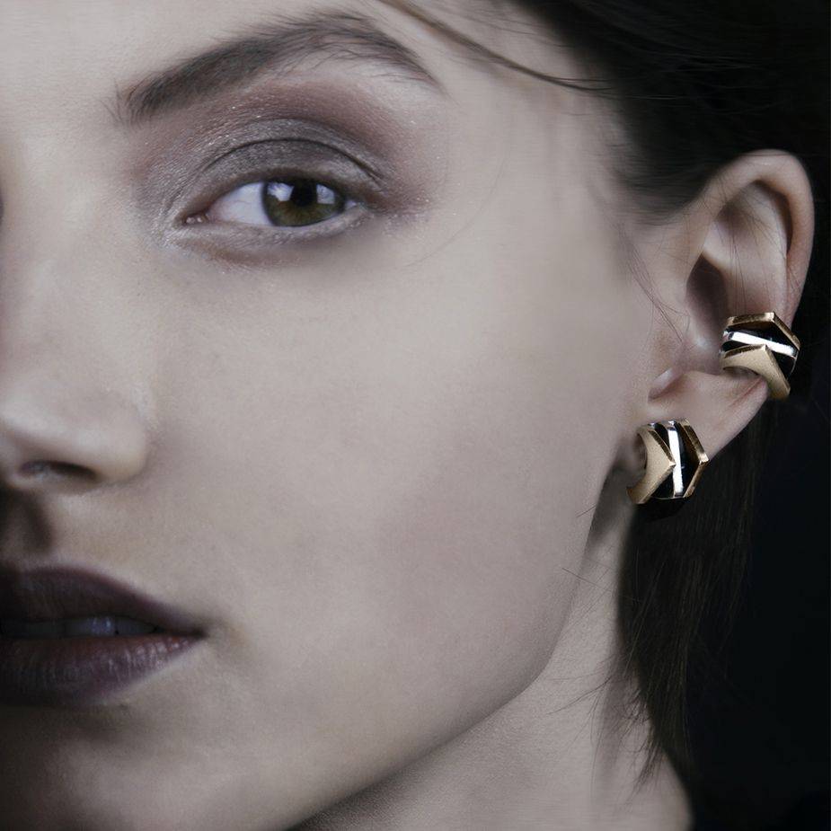 Paola Grande Gioielli CONGIUNZIONI Mono Orecchino 'Congiunzioni' 3 Elementi Base Bronzo