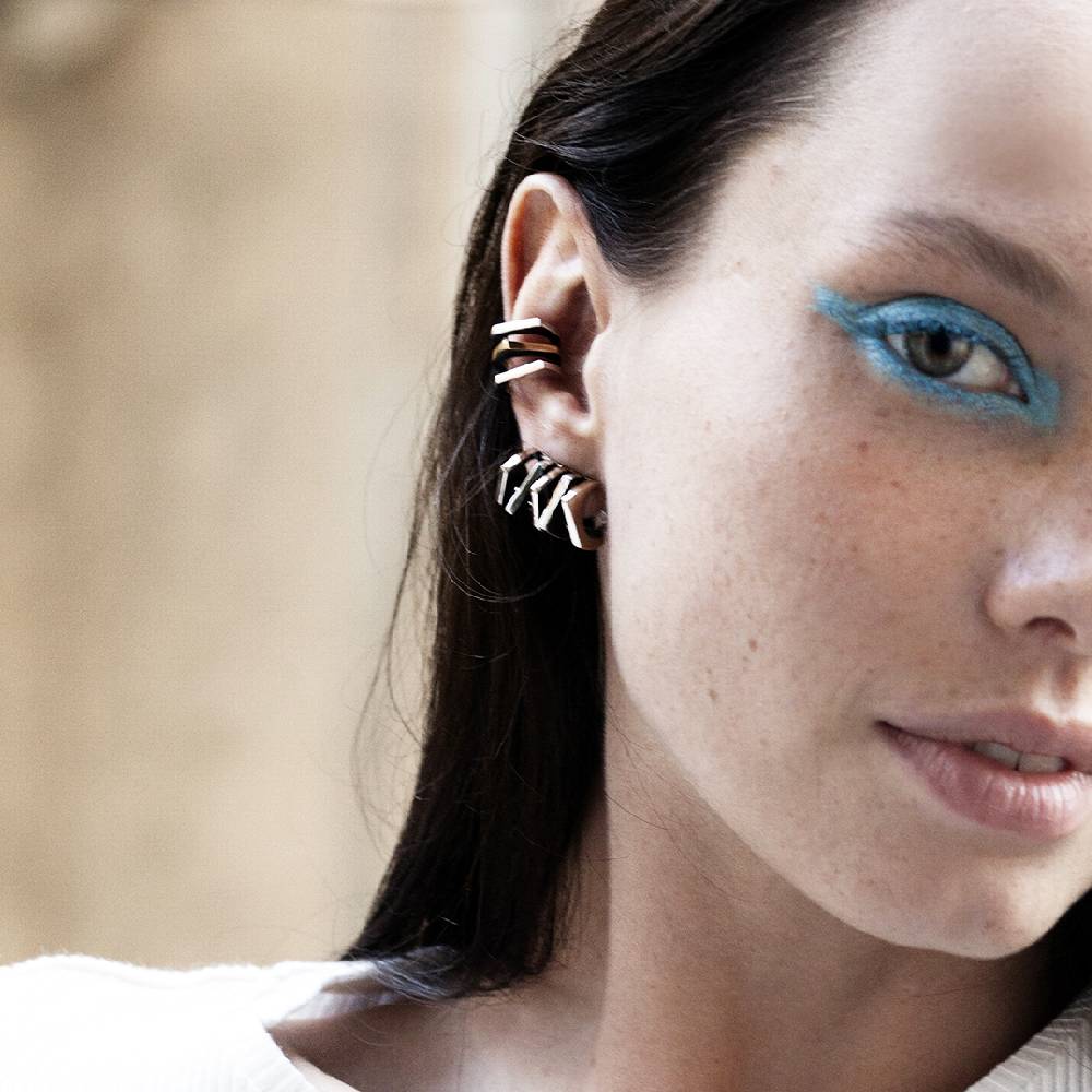 Paola Grande Gioielli CONGIUNZIONI Mono Orecchino 'Congiunzioni' 3 Elementi Base Argento