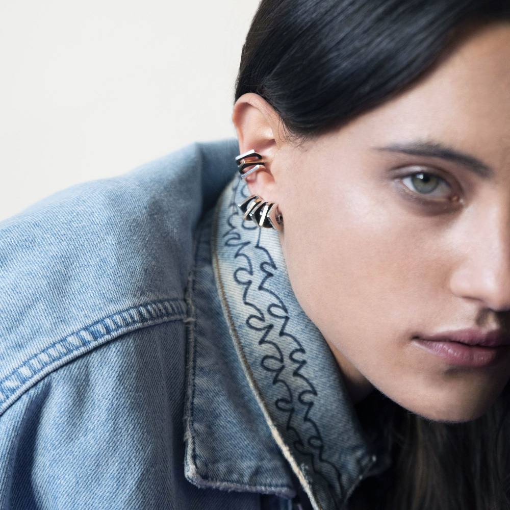 Paola Grande Gioielli CONGIUNZIONI Mono Orecchino 'Congiunzioni' 3 Elementi Base Argento