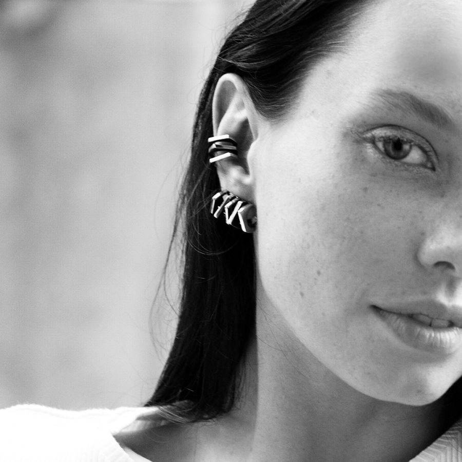 Paola Grande Gioielli CONGIUNZIONI Mono Orecchino 'Congiunzioni' 3 Elementi Base Argento