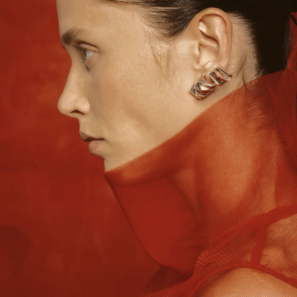 Paola Grande Gioielli CONGIUNZIONI Orecchini 'Congiunzioni' 3 Elementi In Argento E Oro Rosa