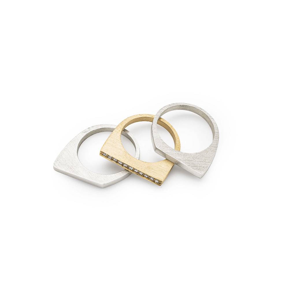 Paola Grande Gioielli CONGIUNZIONI Set Di 3 Anelli 'Congiunzioni' In Argento E Oro