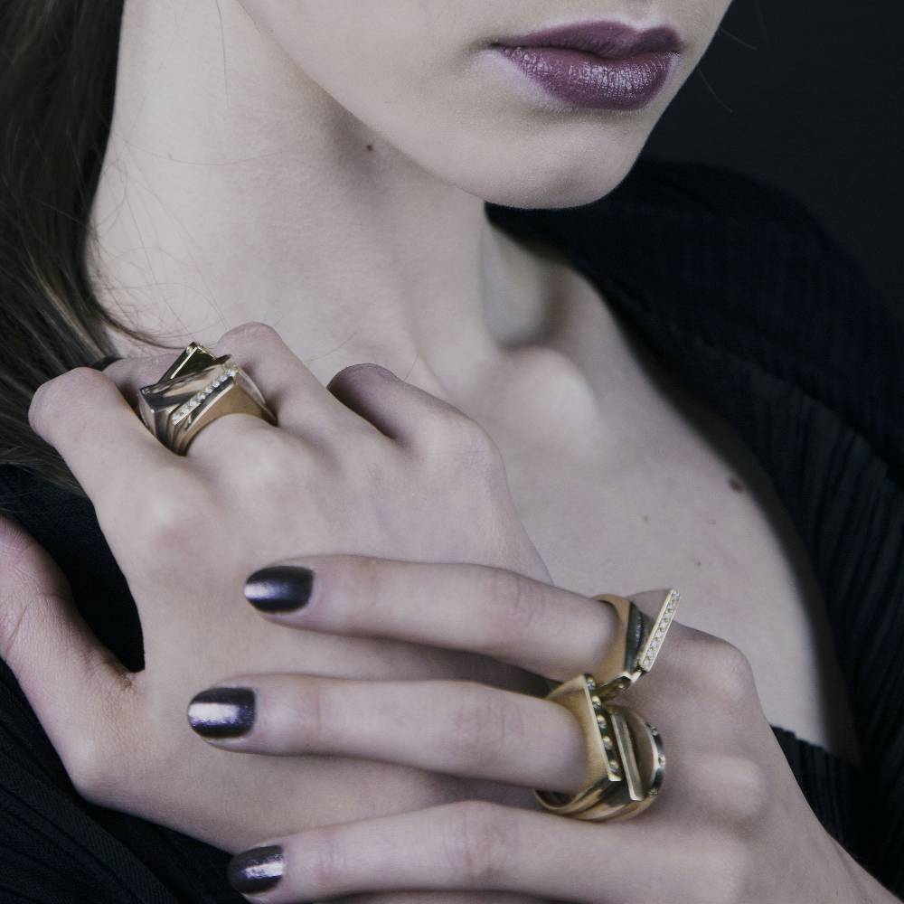 Paola Grande Gioielli CONGIUNZIONI Set Di 3 Anelli 'Congiunzioni' In Argento E Oro