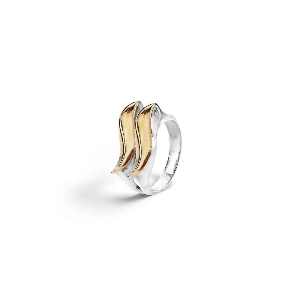 Paola Grande Gioielli FLAME Anello Con Due Elementi In Argento E Bronzo