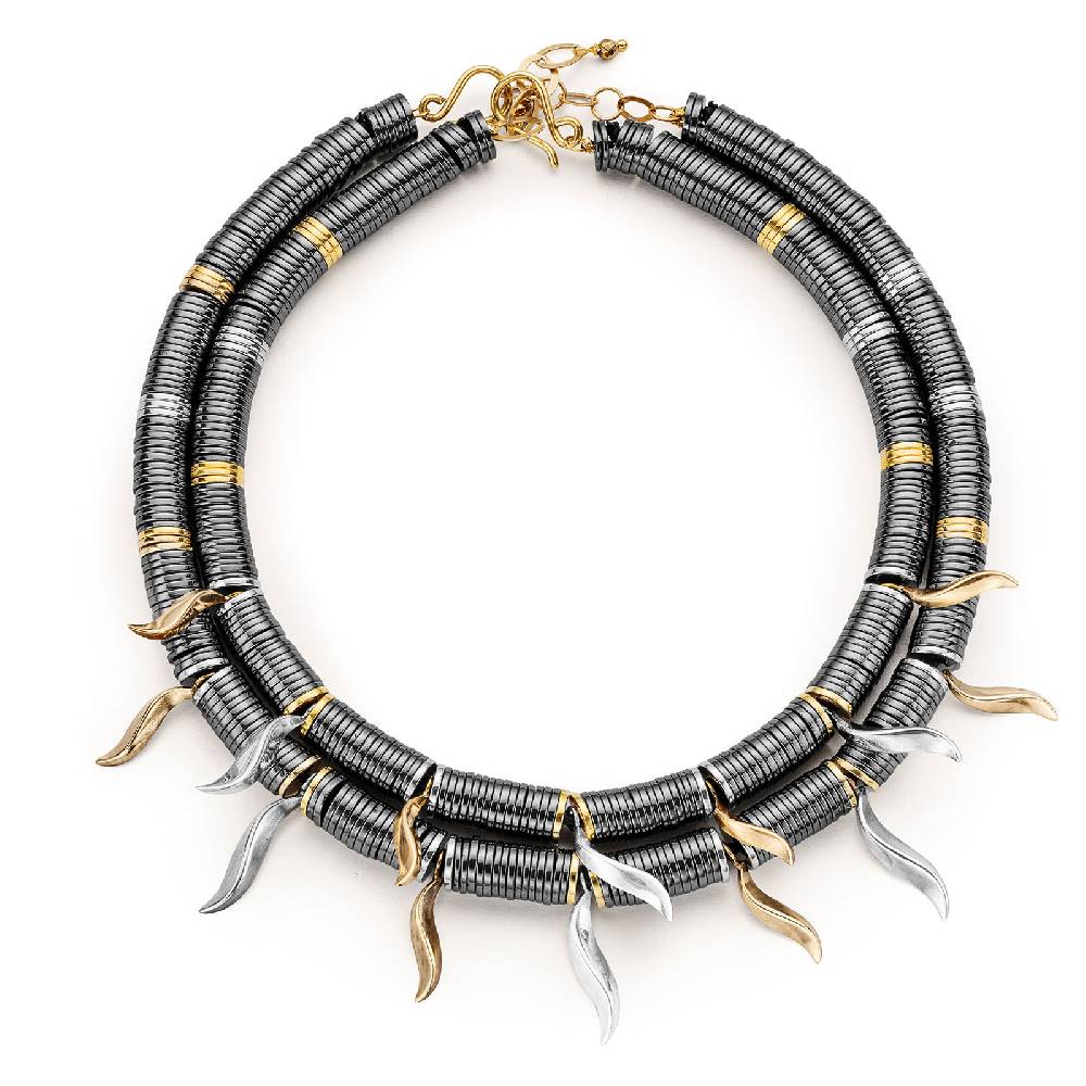 Paola Grande Gioielli FLAME Collana Girocollo Con Dischi In Ematite