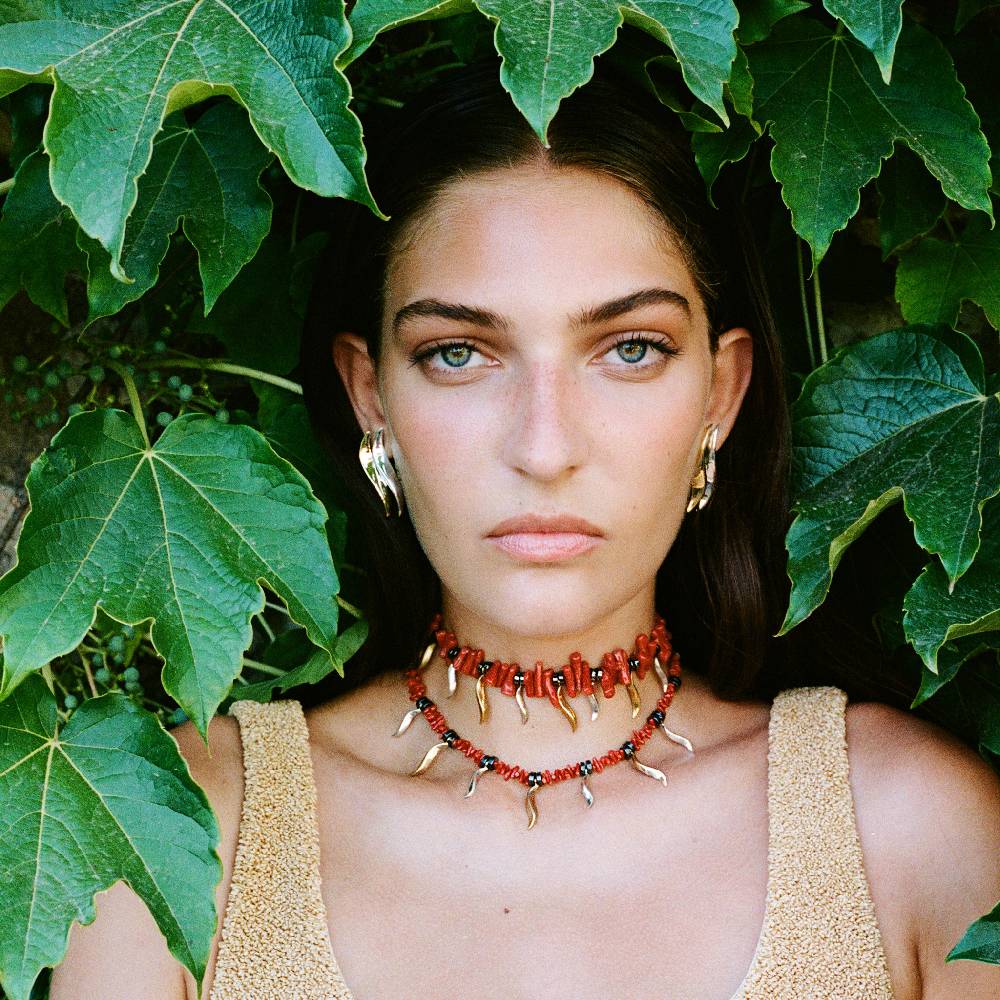 Paola Grande Gioielli FLAME Collana Girocollo In Corallo Ed Ematite