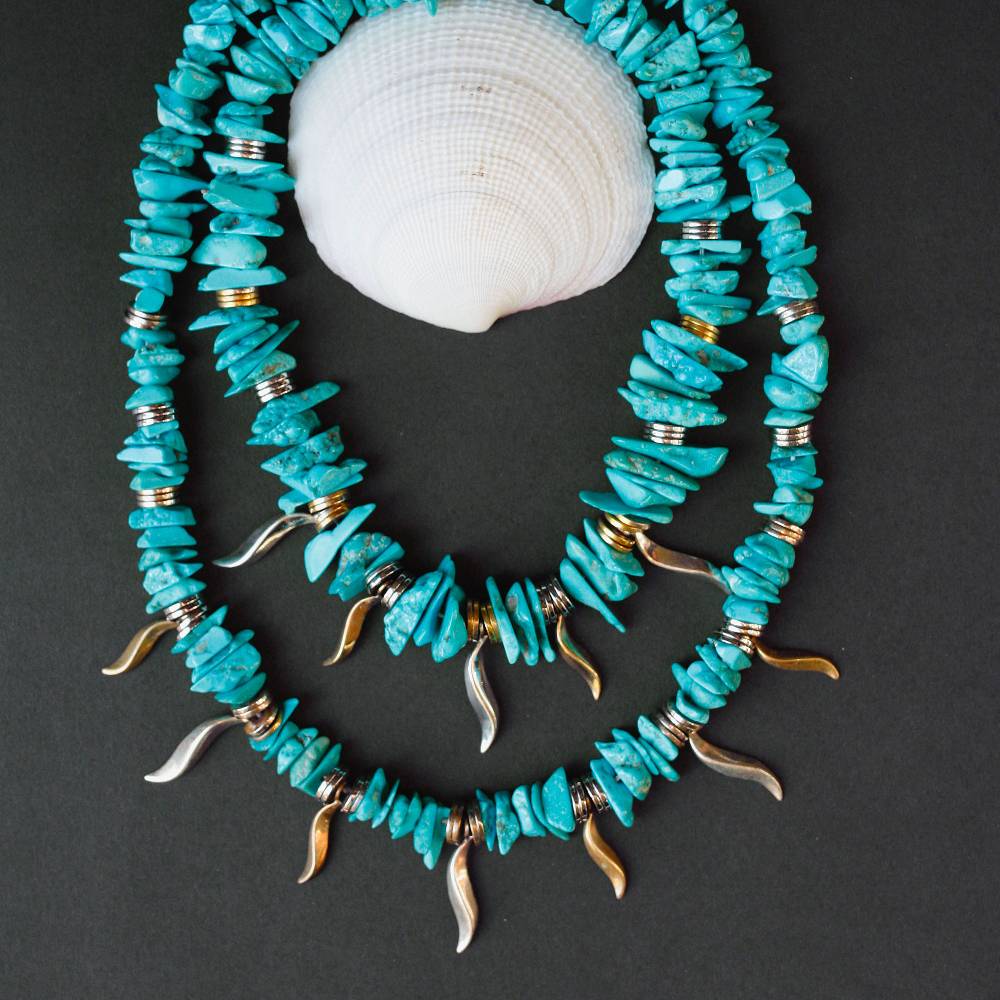 Paola Grande Gioielli FLAME Collana Girocollo In Turchese Ed Ematite