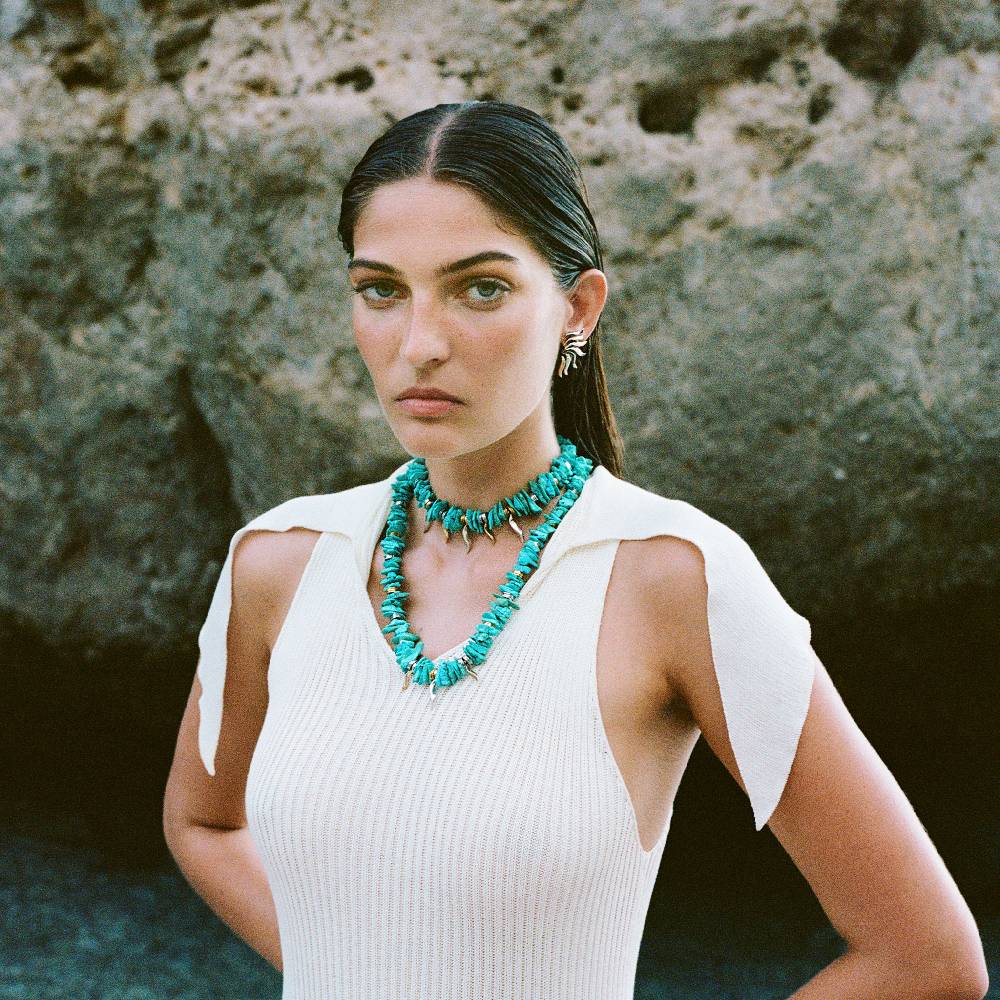 Paola Grande Gioielli FLAME Collana In Turchese Ed Ematite Misura Lunga