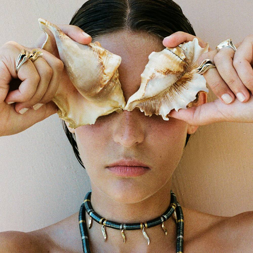 Paola Grande Gioielli FLAME Collana Lunga In Ematite Con Pendenti