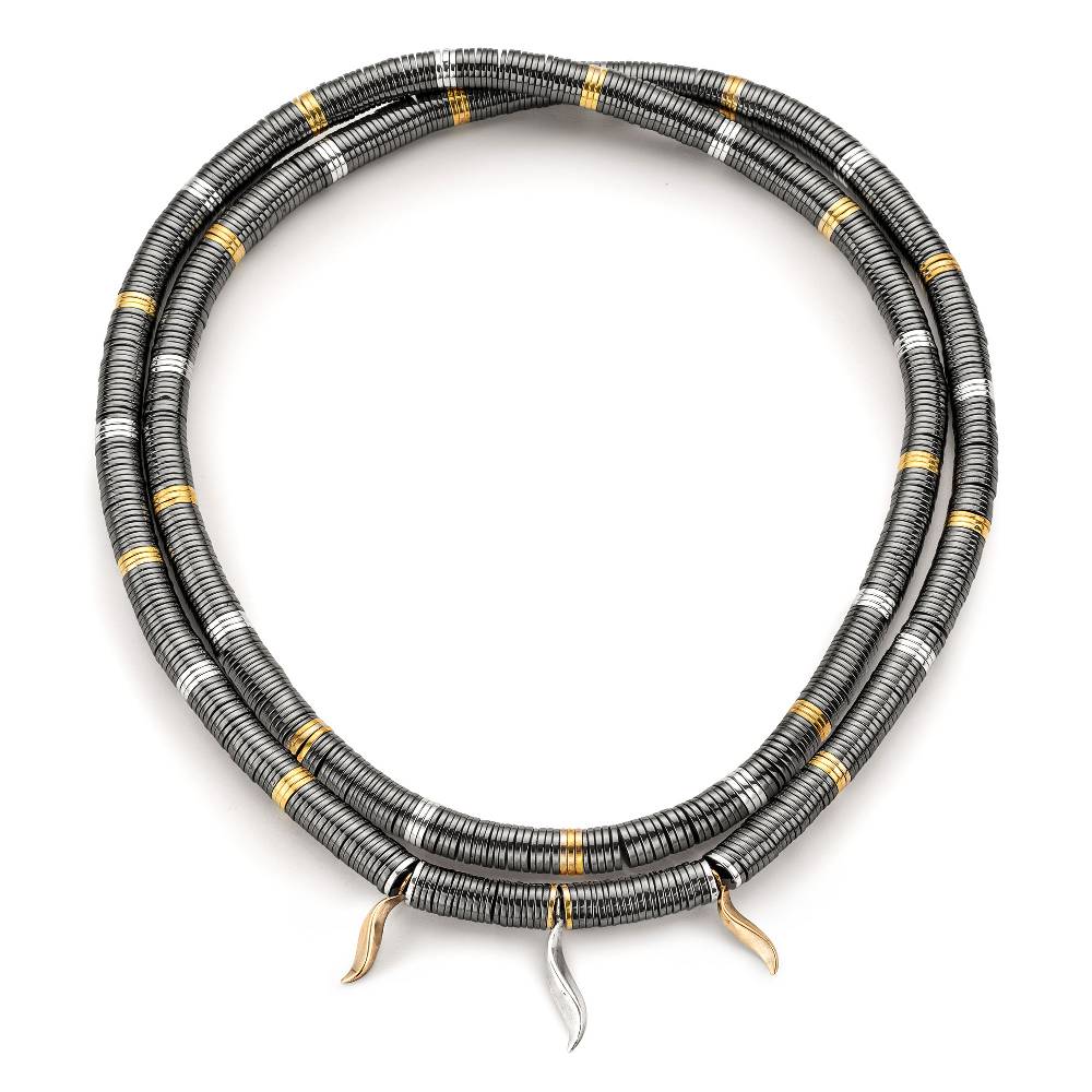 Paola Grande Gioielli FLAME Collana Lunga In Ematite Con Pendenti