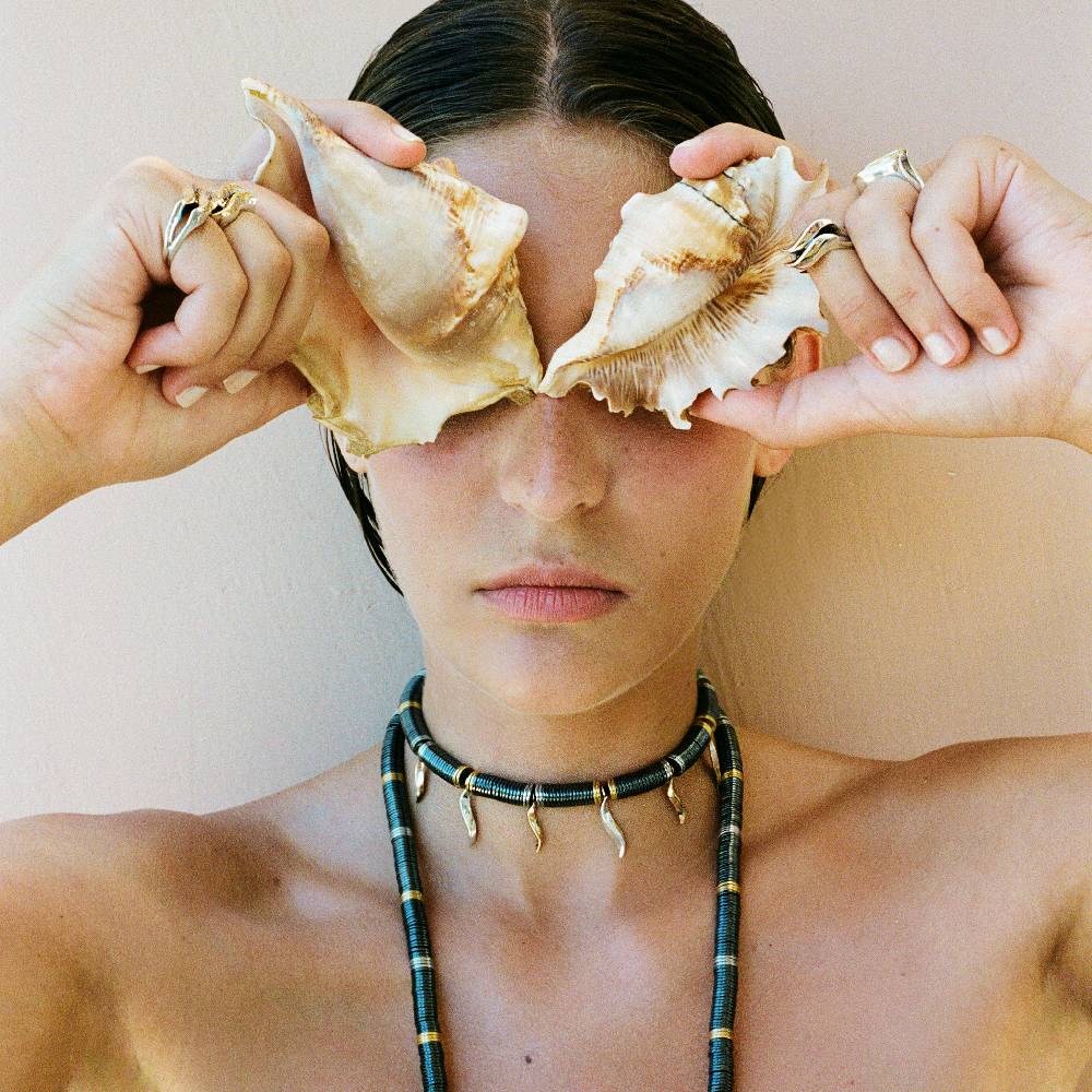 Paola Grande Gioielli FLAME Collana Lunga In Ematite Con Pendenti