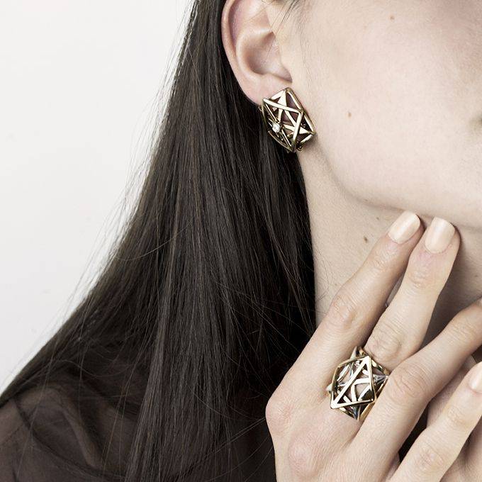 Paola Grande Gioielli GRIGLIE Anello 'Griglie' Bicolor