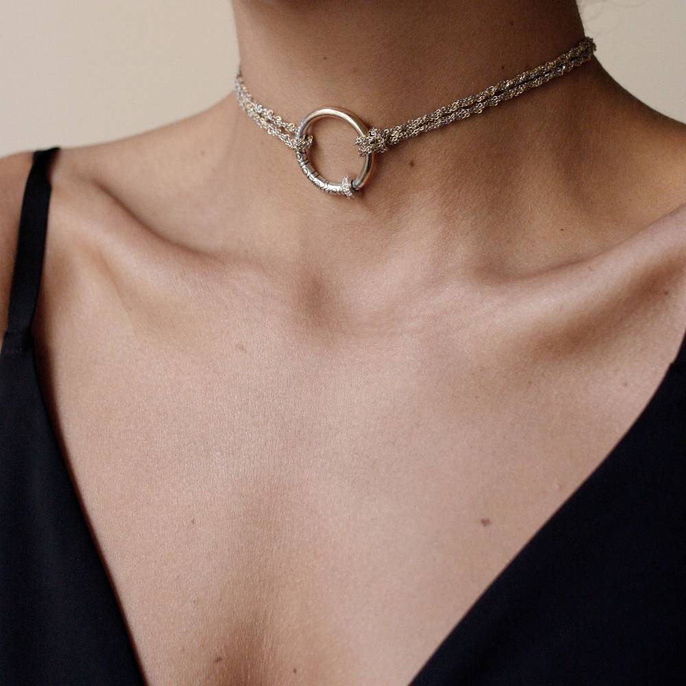 Paola Grande Gioielli NEON Collana|Choker 'Neon' Bicolore Con Pavé