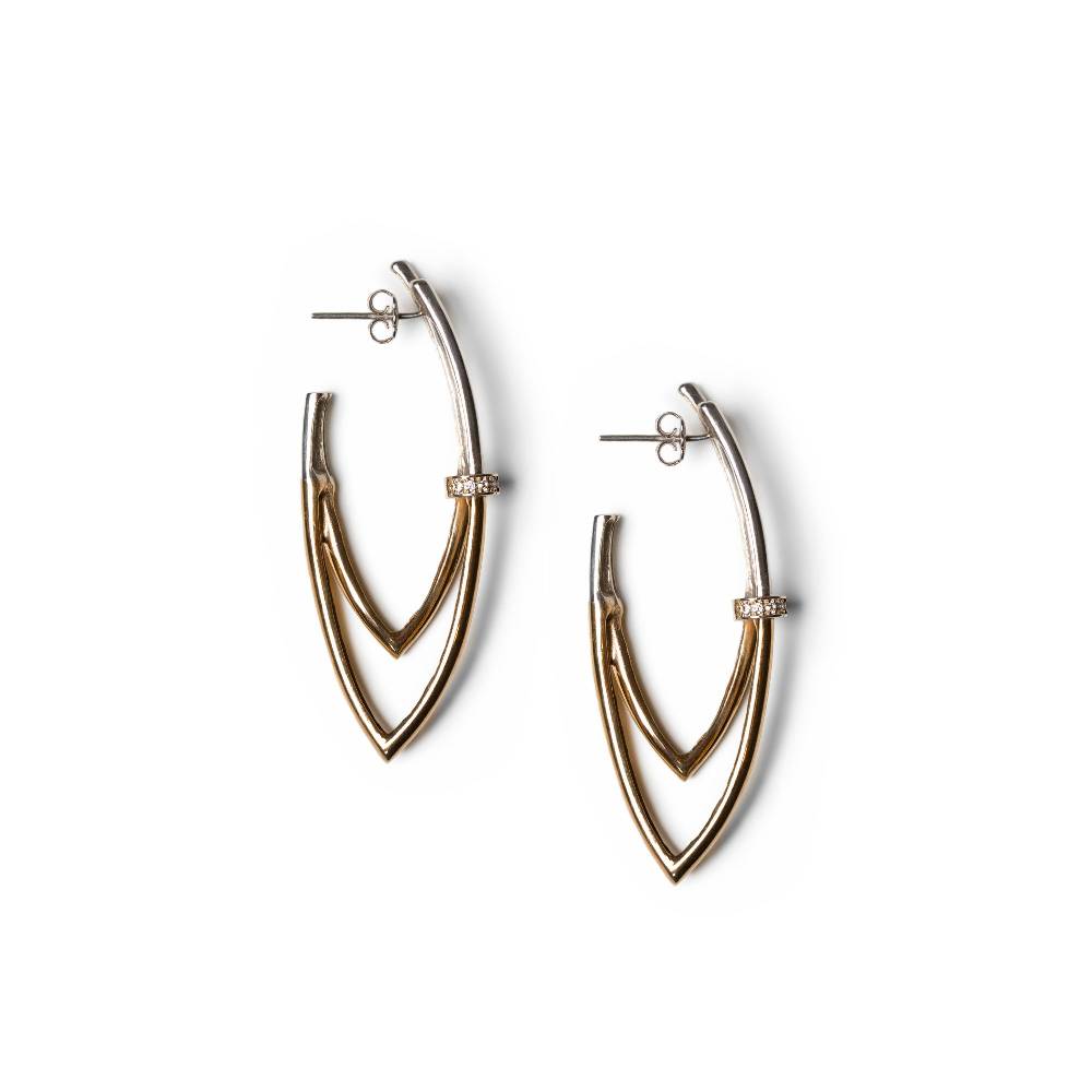 Paola Grande Gioielli NEON Orecchino 'Neon' Angolo Grande Con Pietre Bianche