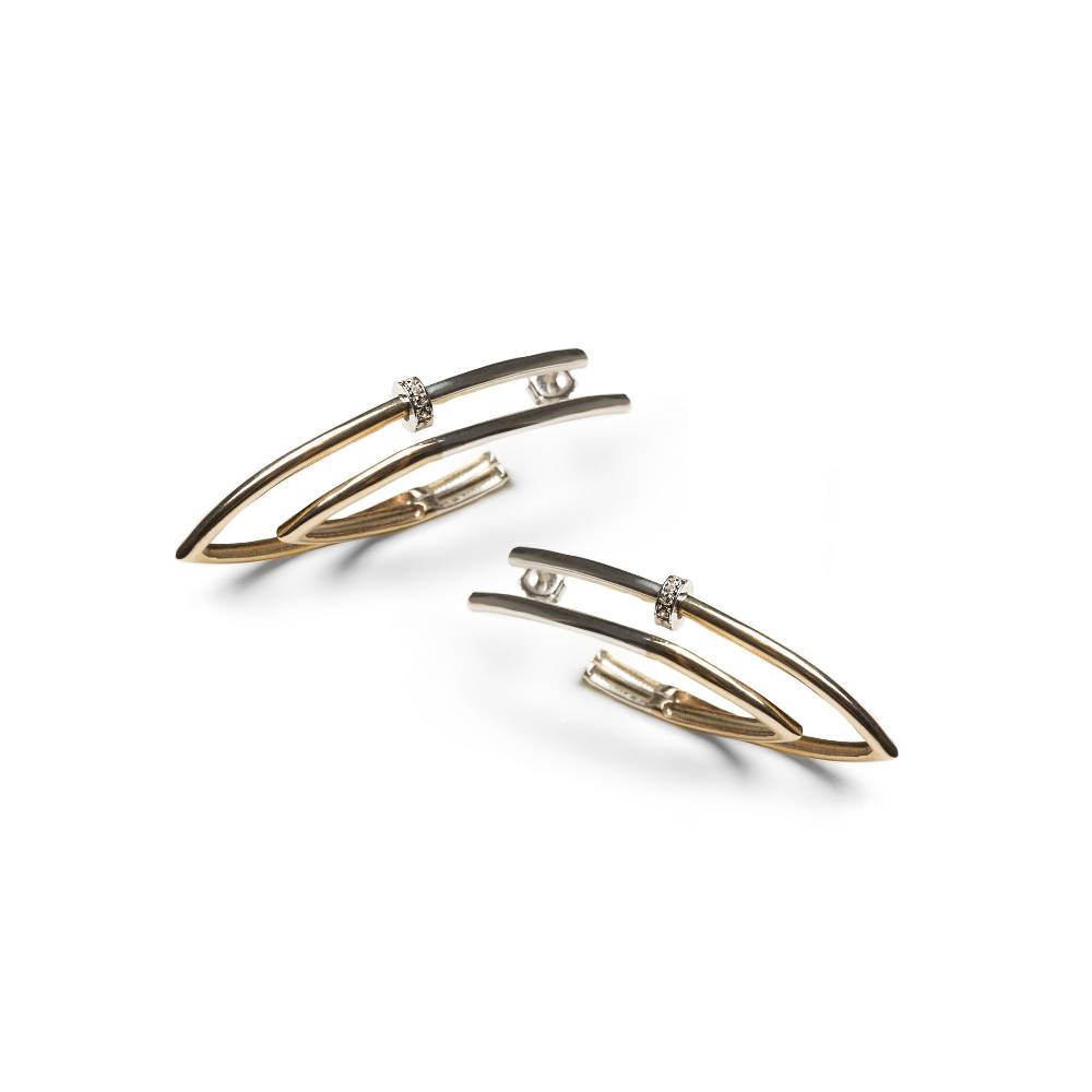 Paola Grande Gioielli NEON Orecchino 'Neon' angolo grande con pietre bianche