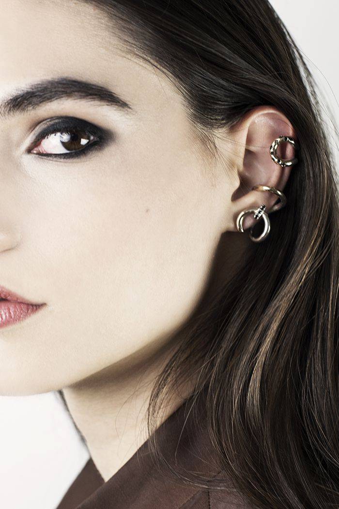 Paola Grande Gioielli NEON Riccioli 'Neon' Con Bullone E Pietre Nere