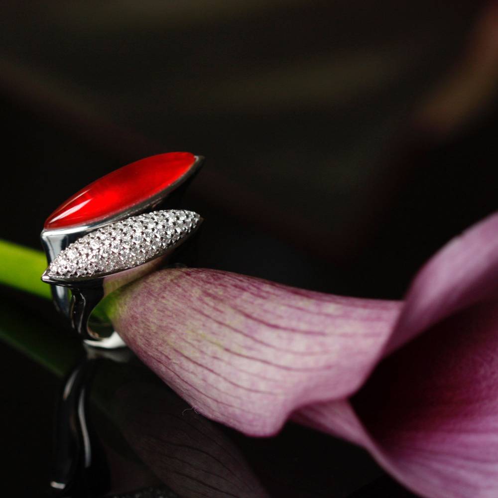 Paola Grande Gioielli AURUM Anello Navetta Rossa