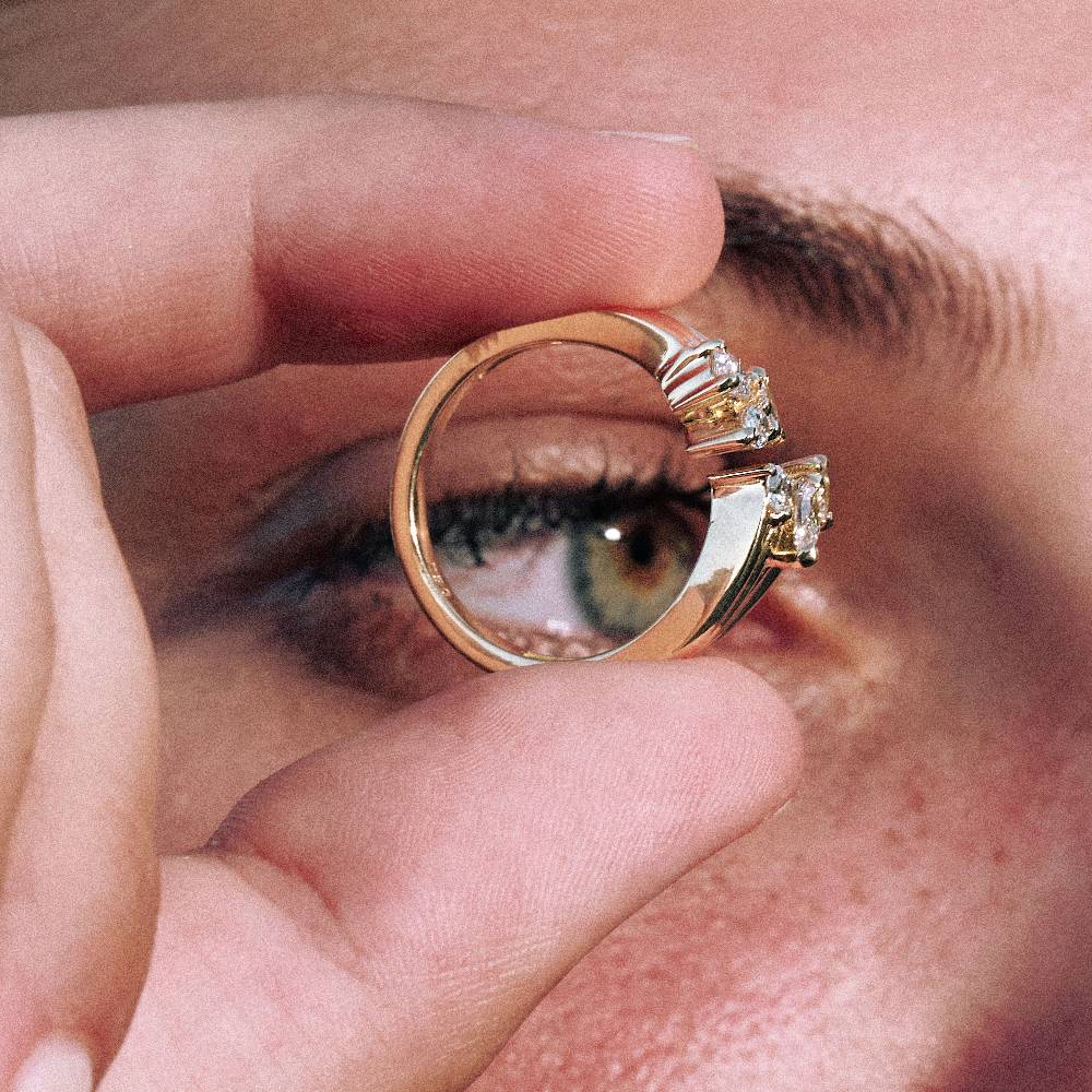 Paola Grande Gioielli REVERSO Anello Contrariè 'Reverso' In Oro Giallo E Diamanti