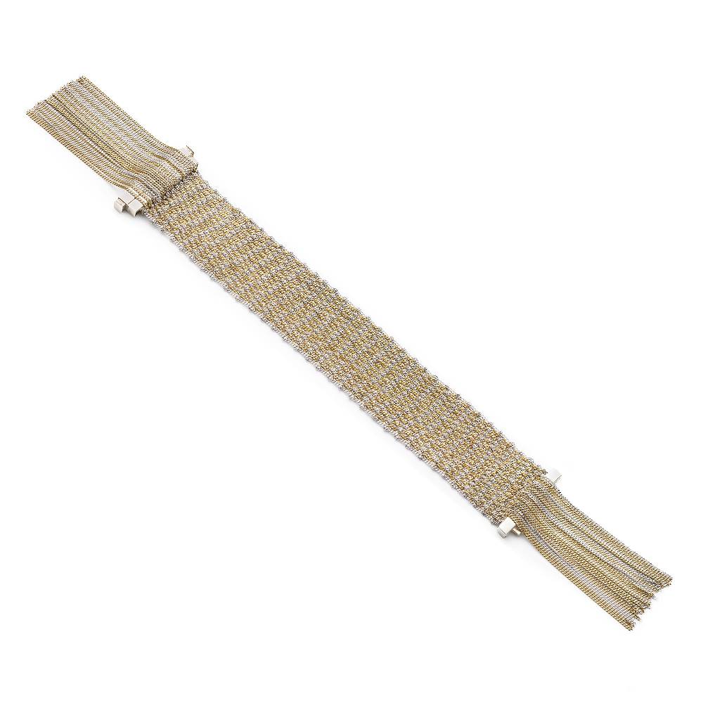 Paola Grande Gioielli SCIARPE Bracciale in maglia bicolor con frange