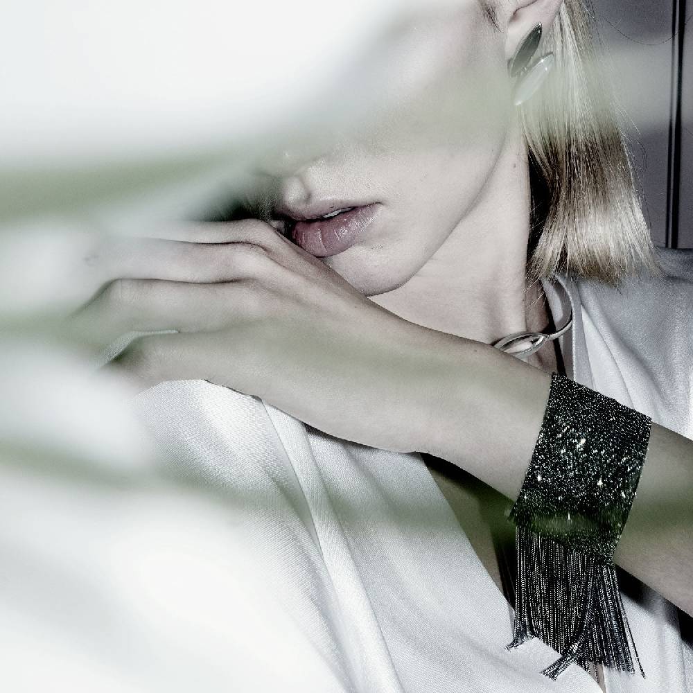 Paola Grande Gioielli SCIARPE Bracciale In Maglia D'argento Con Frange