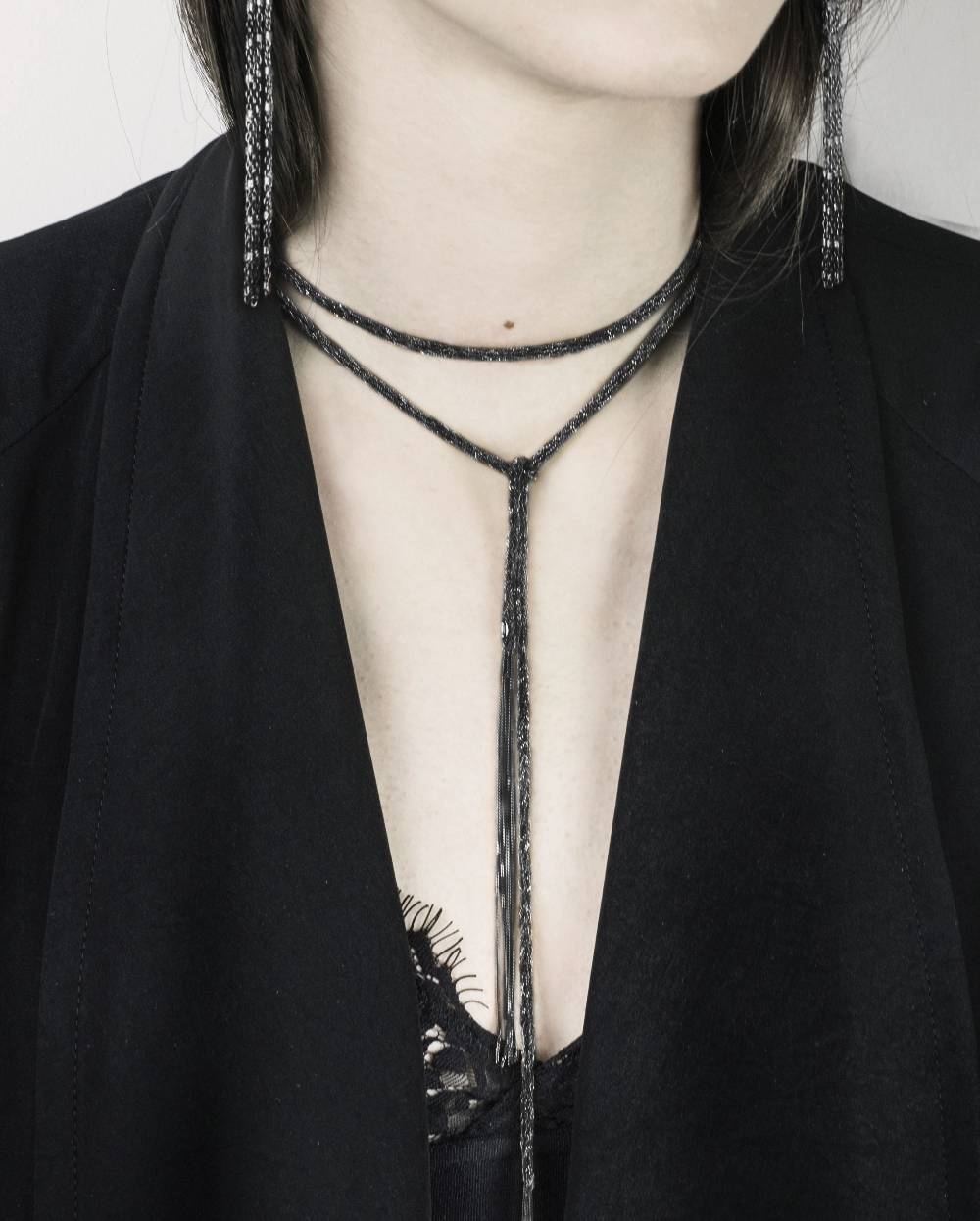 Paola Grande Gioielli SCIARPE Cordino/choker In Argento Rodiato