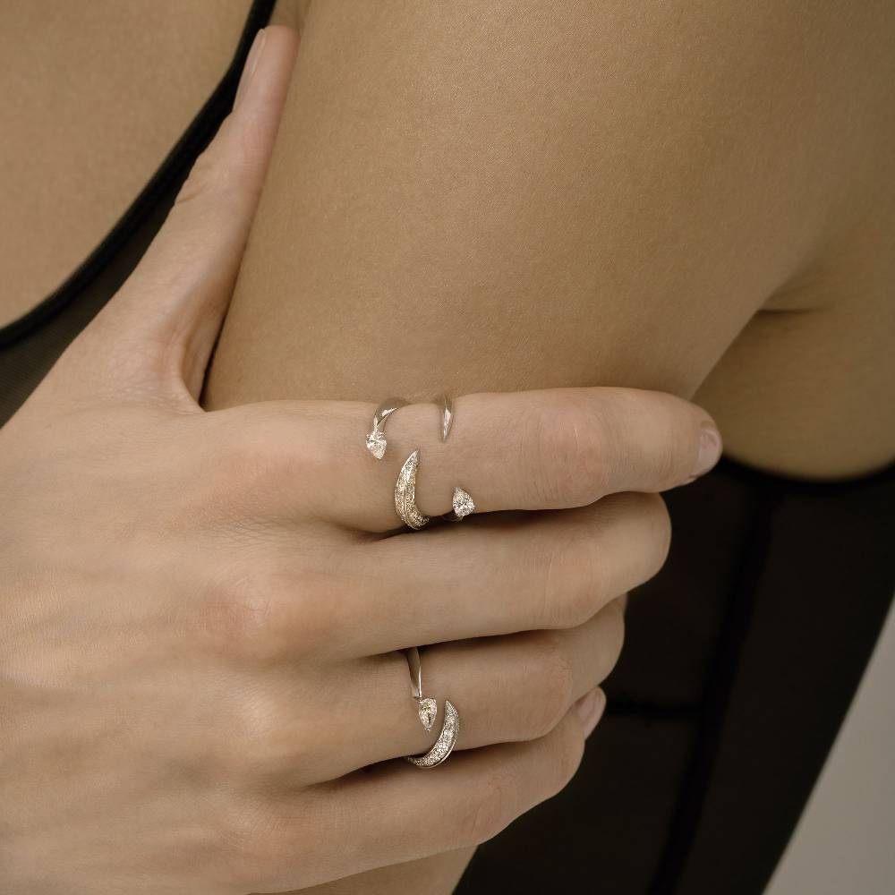 Paola Grande Gioielli SOLIS Anello 'Solis' Due Elementi Con Goccia E Pavè