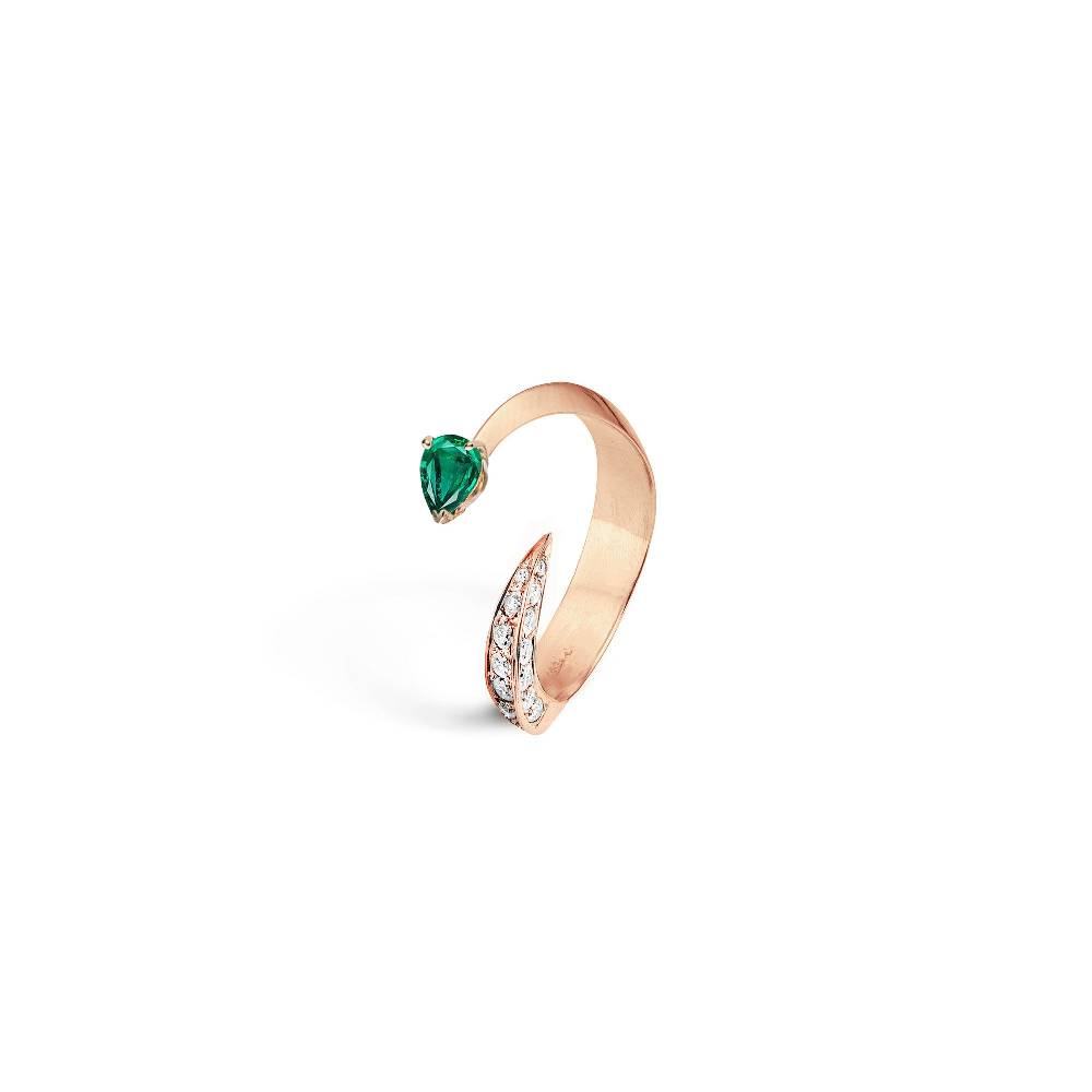 Paola Grande Gioielli SOLIS Anello 'Solis' due elementi in oro rosa e smeraldo