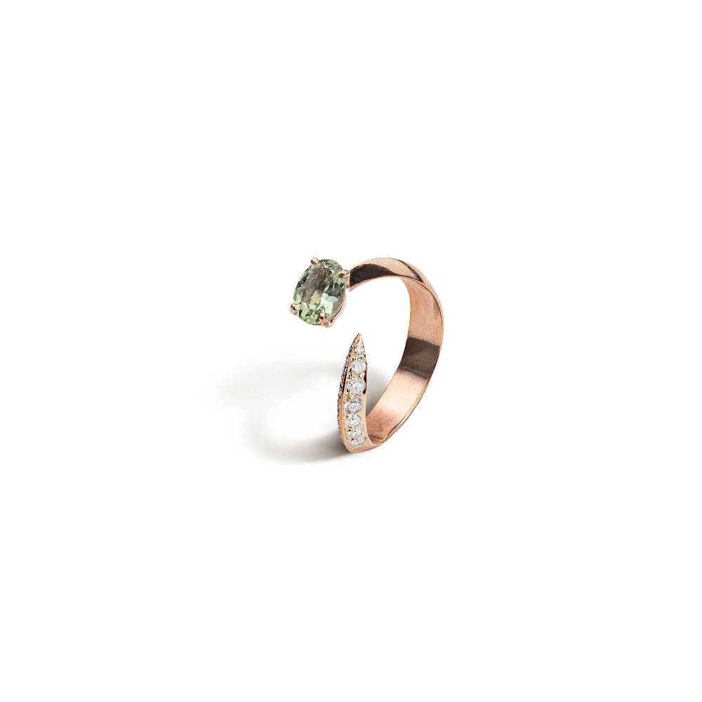 Paola Grande Gioielli SOLIS Anello 'Solis' Due Elementi In Oro Rosa E Tormalina