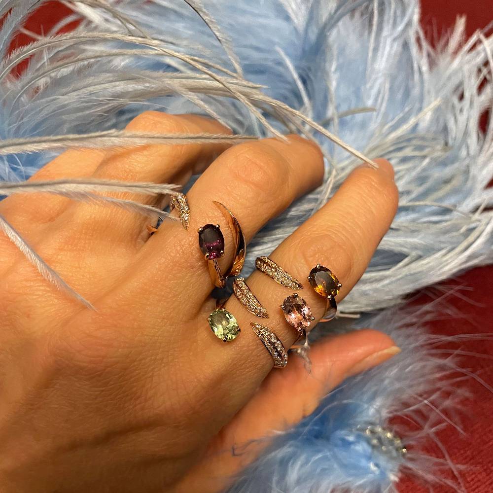 Paola Grande Gioielli SOLIS Anello 'Solis' Due Elementi In Oro Rosa E Tormalina