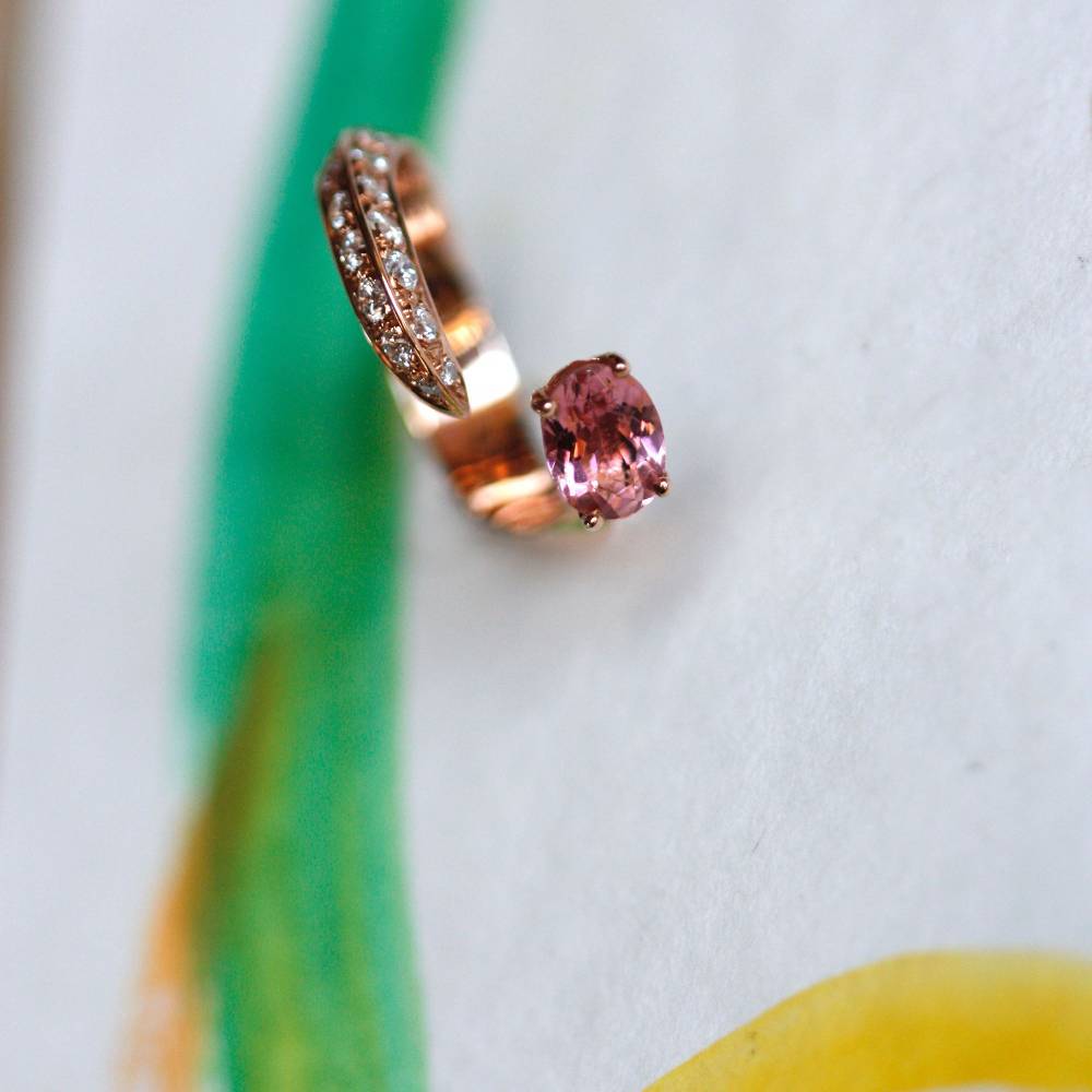 Paola Grande Gioielli SOLIS Anello 'Solis' Due Elementi In Oro Rosa E Tormalina