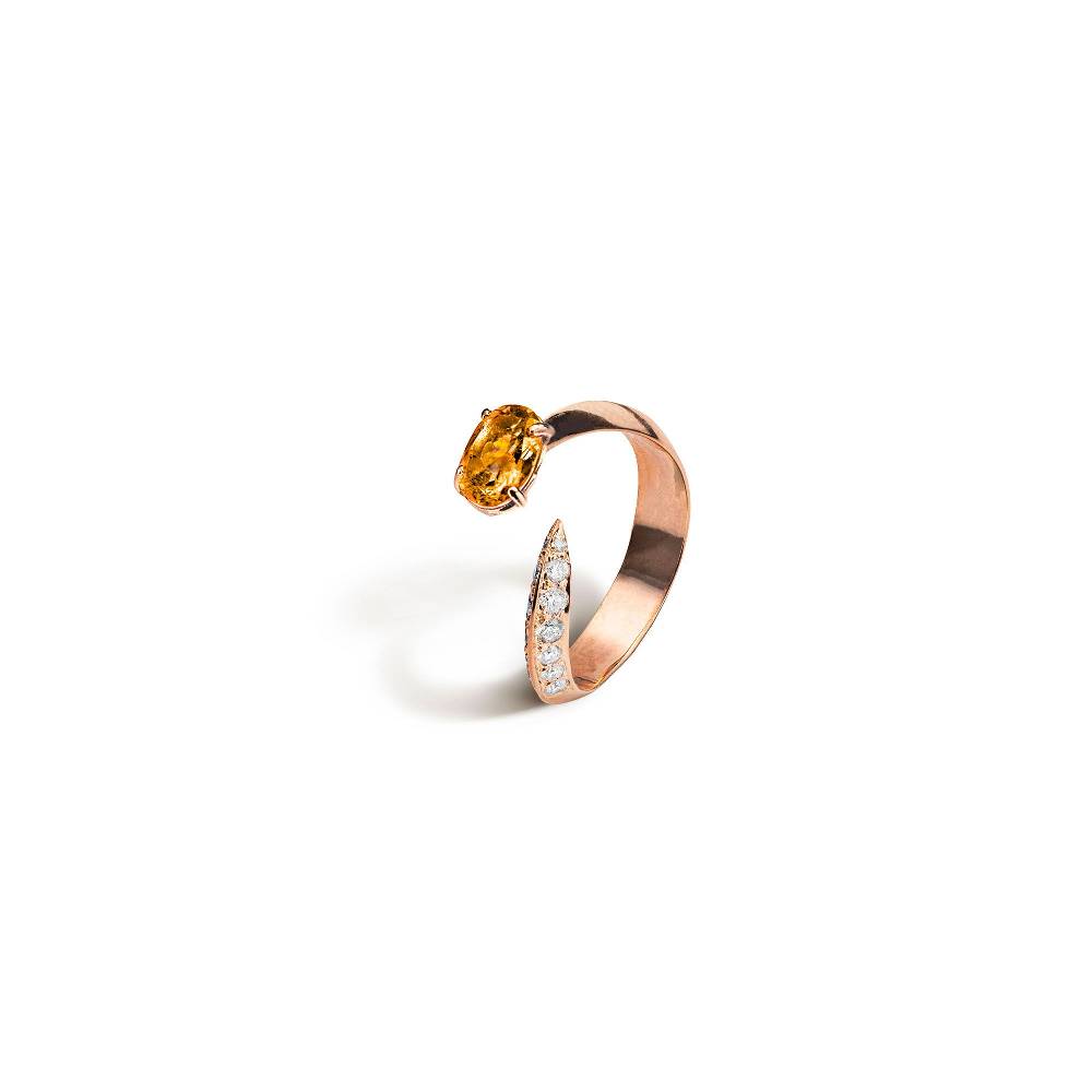 Paola Grande Gioielli SOLIS Anello 'Solis' Due Elementi In Oro Rosa E Tormalina